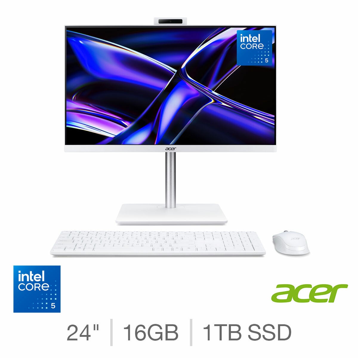 Acer C24-A, Intel Core 5, 16GB RAM, 1TB SSD, 24 Inch All in One Desktop PC, DQ.BRNEK.003
