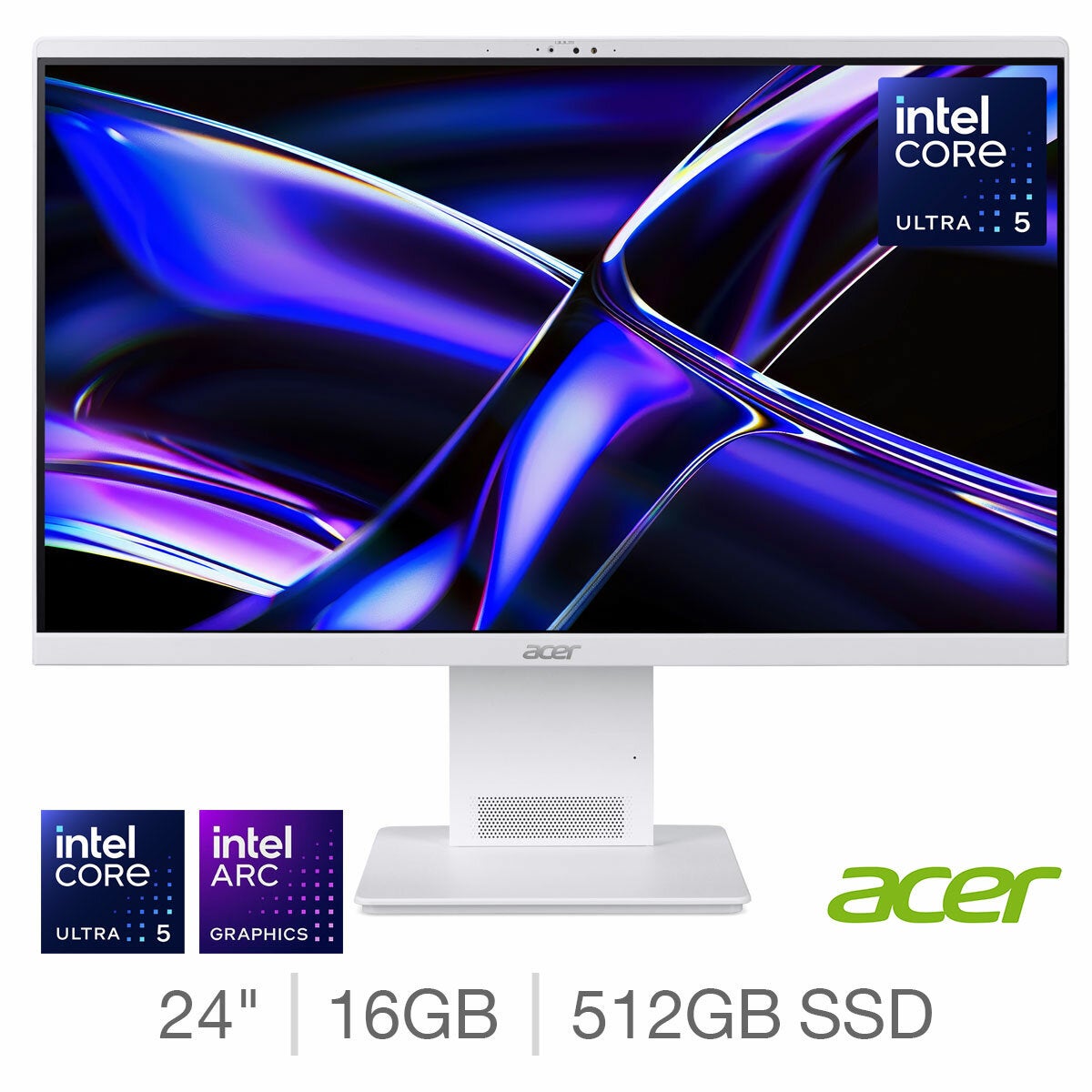 Acer S24-B, Intel Core Ultra 5, 16GB RAM, 512GB SSD, 24 Inch All in One Desktop PC, DQ.BSBEK.001