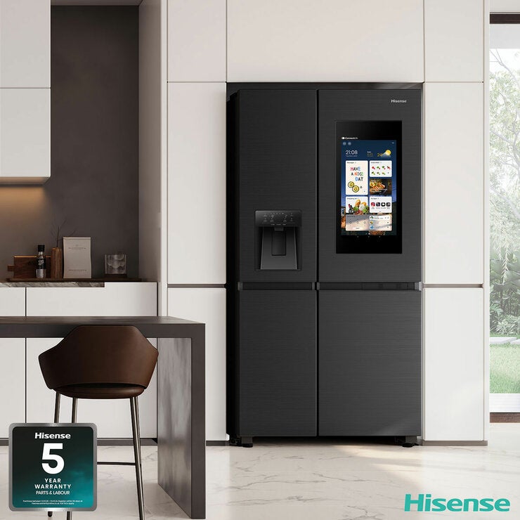 Hisense PureFlat Eclipse RS9P628GPFE, Plumbed Side By Side Fridge Freezer, E Rated In Dark Steel