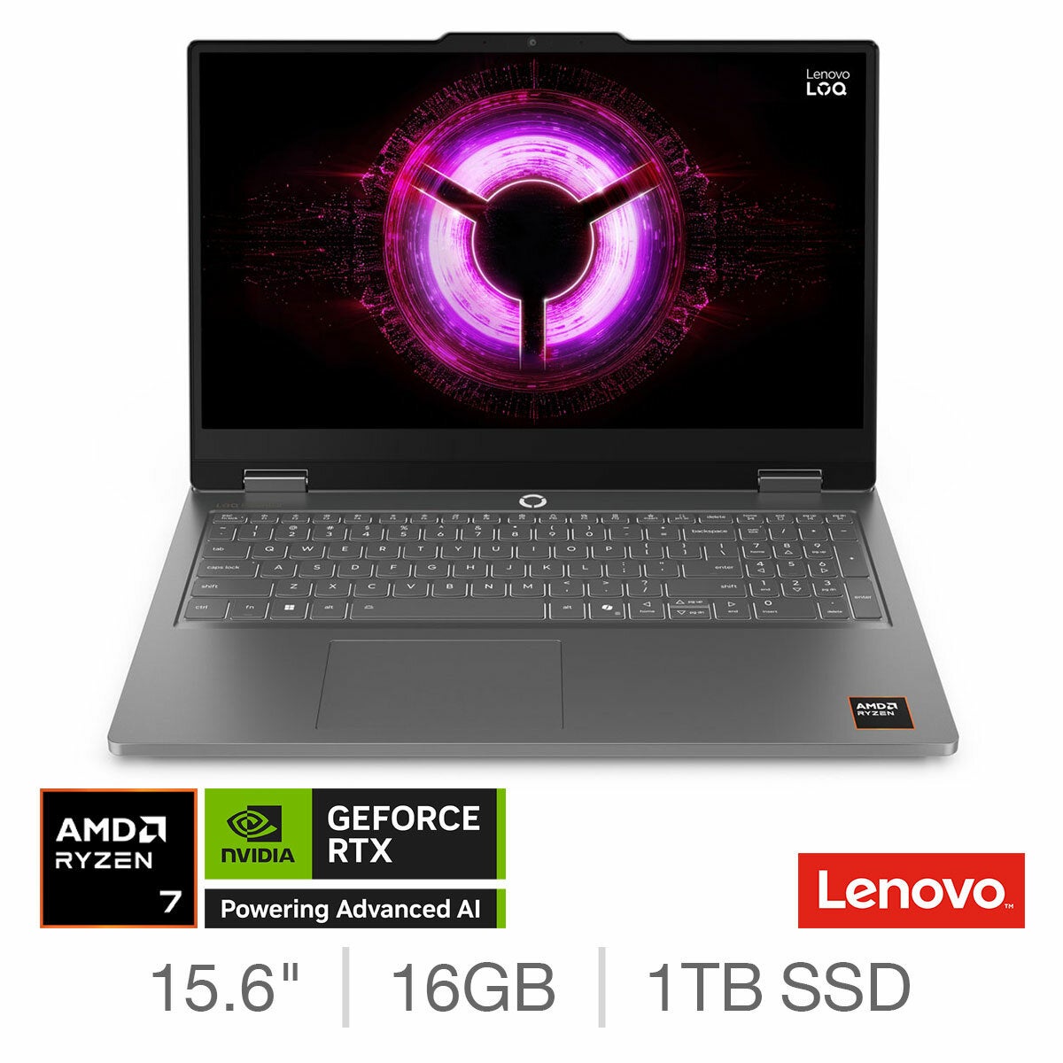 Lenovo LOQ 15ARP11, AMD Ryzen 7, 16GB RAM, 1TB SSD, NVIDIA GeForce RTX 5050, 15.6 Inch, Gaming Laptop, 83VA0007UK