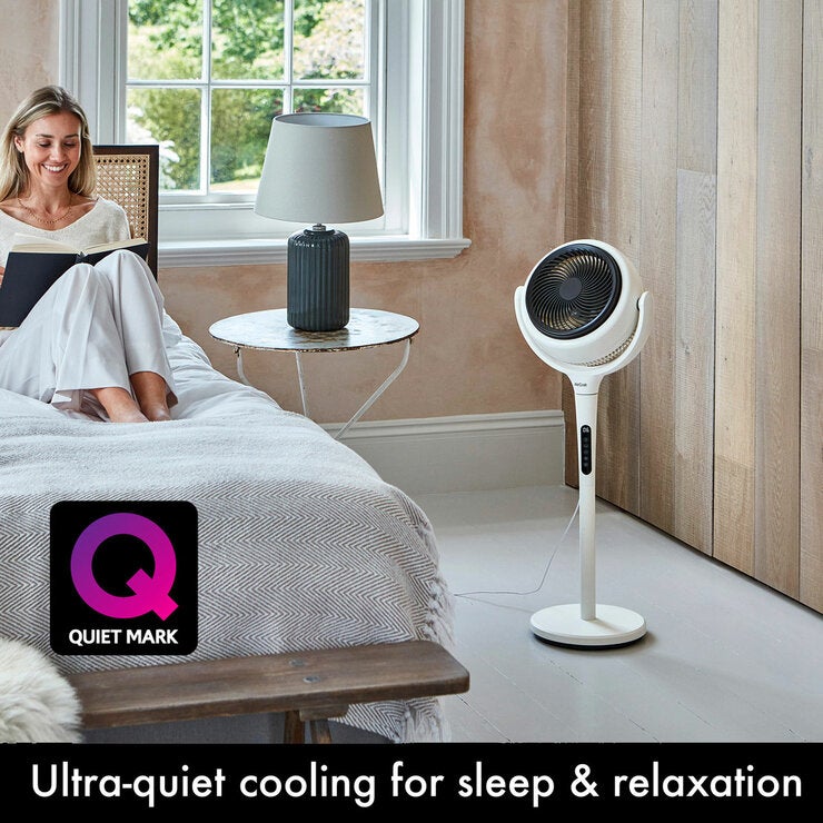 AirCraft LUME Ultra Quiet 2 in 1 Air Circulator Fan With Remote & LED Backlight in Stone White