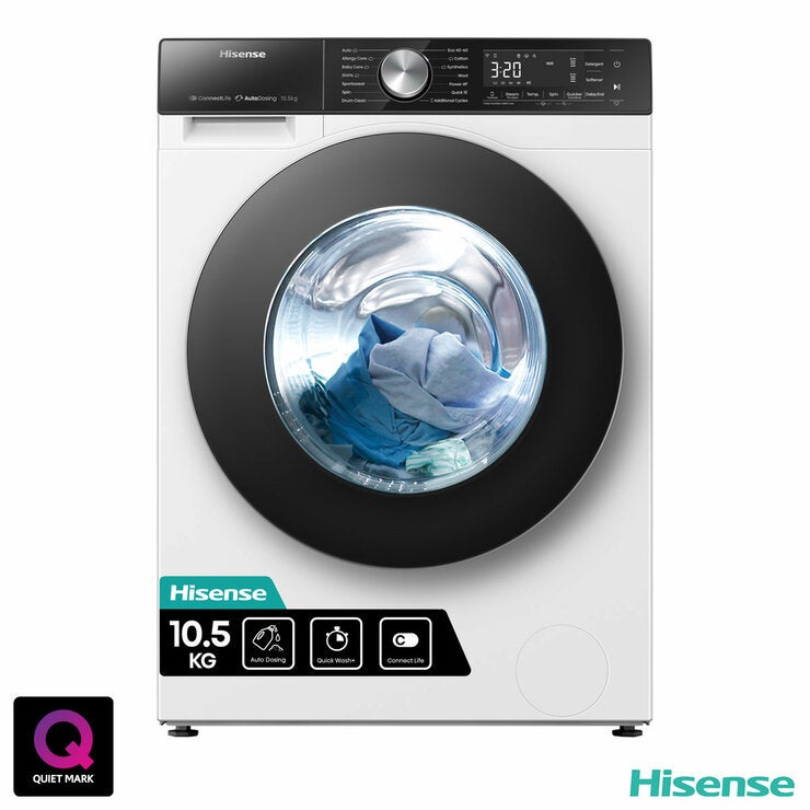 Hisense WF5S1045BW, 10.5kg, 1400rpm Washing Machine, A Rated in White
