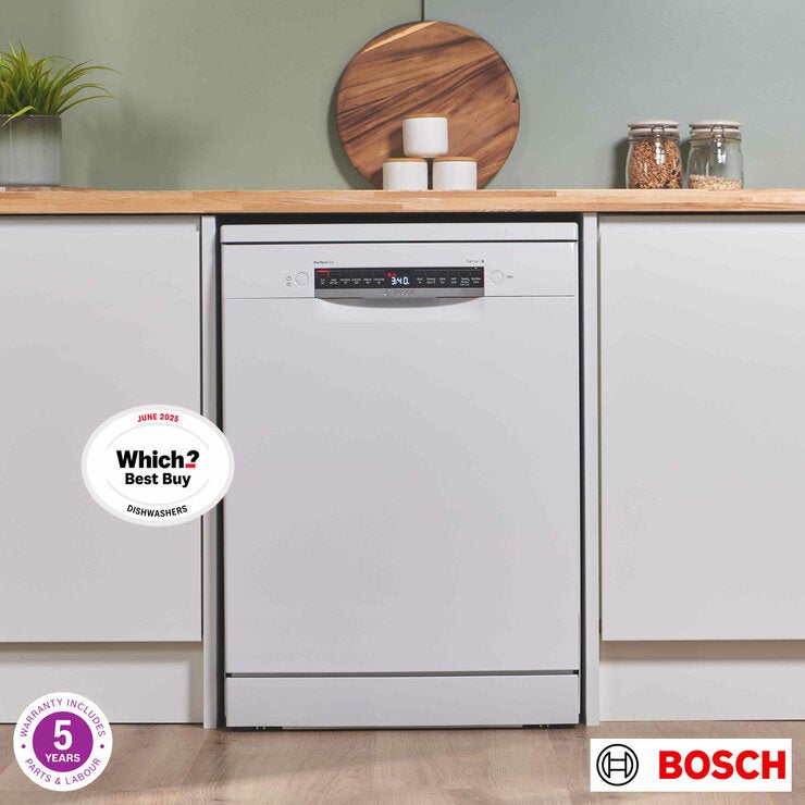 Bosch SMS6ZCW10G Series 6, 14 Place Setting, Freestanding Dishwasher, B Rated in White