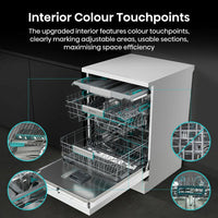 Hisense HS673A90WUK, 16 Place Setting, Freestanding Dishwasher, A Rated in White