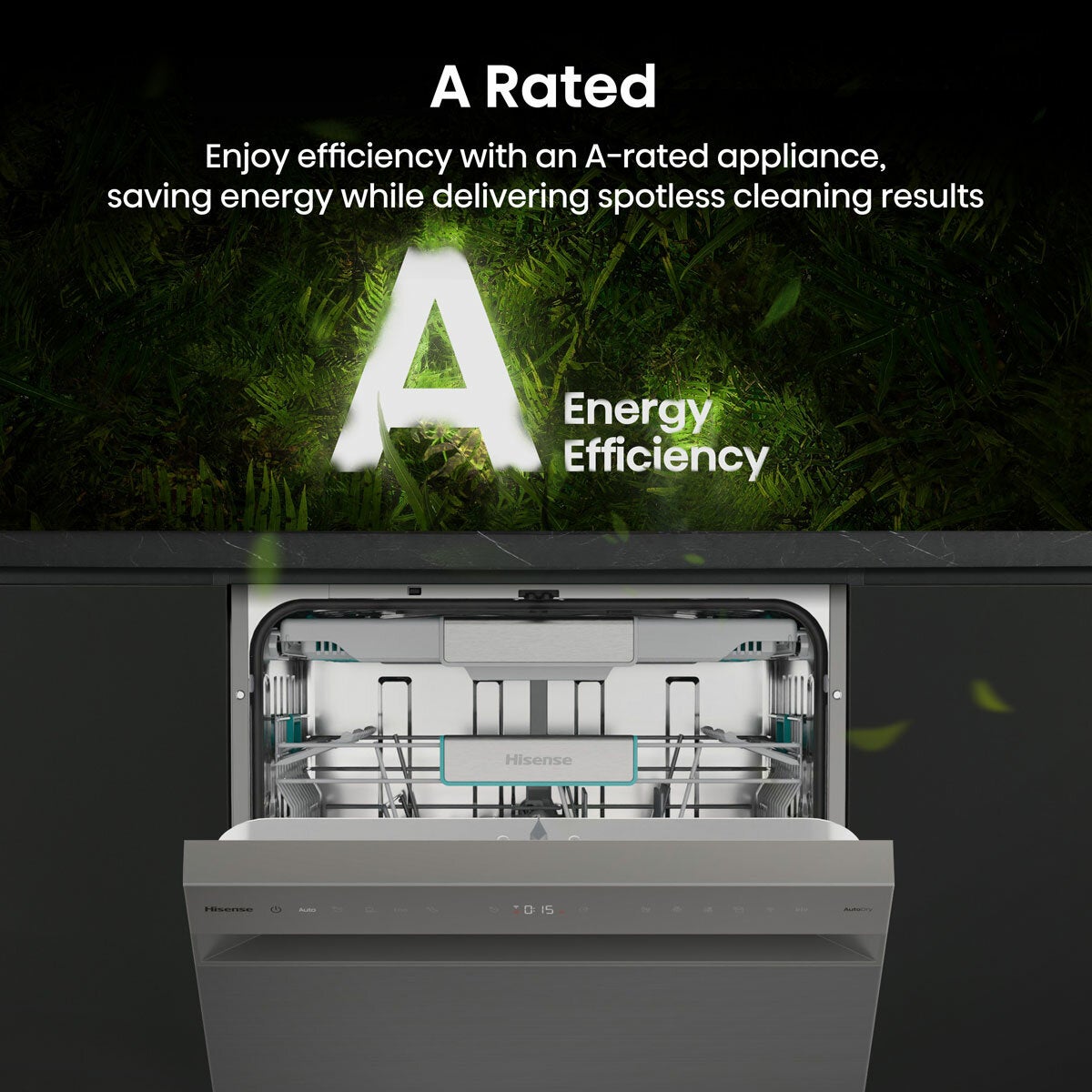 Hisense HS673A90XUK, 16 Place Setting, Freestanding Dishwasher, A Rated in Silver