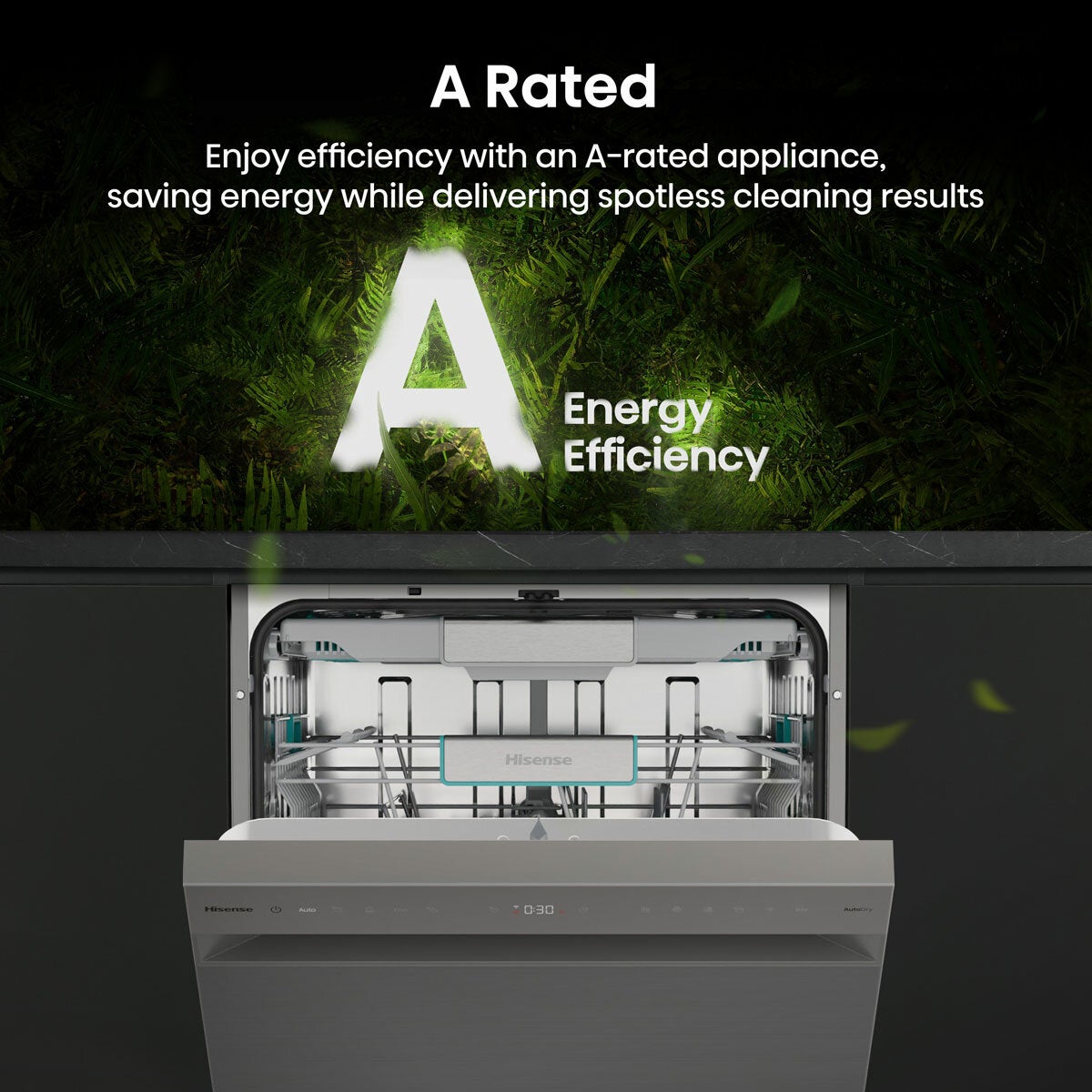 Hisense HS693A90XADUK 16 Place Setting, Freestanding Dishwasher, A Rated, in Silver
