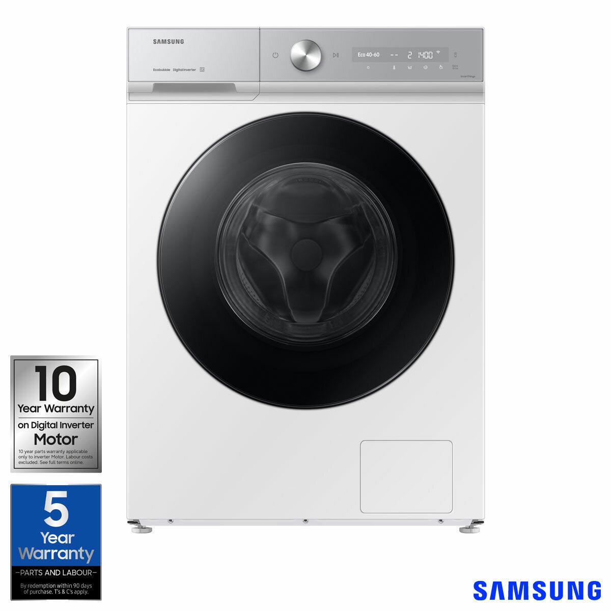 Samsung Series 8, SpaceMax WW11DB8B95GHU1 11kg Washing Machine, A Rated in White