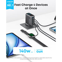 Anker Prime 140W 4-Port GaN Charger with 2x 0.9 m and 1x 1.8 m 240W USB-C to USB-C Cables