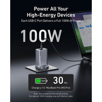 Anker Prime Charger (100W, 3 Ports, GaNPrime) with 0.9 m & 1.8m 240W USB-C Cables