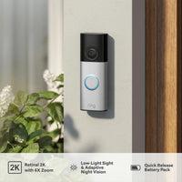 Ring Video Doorbell Plus (2nd Gen) with Chime (3rd Gen) and Additional Quick Release Battery