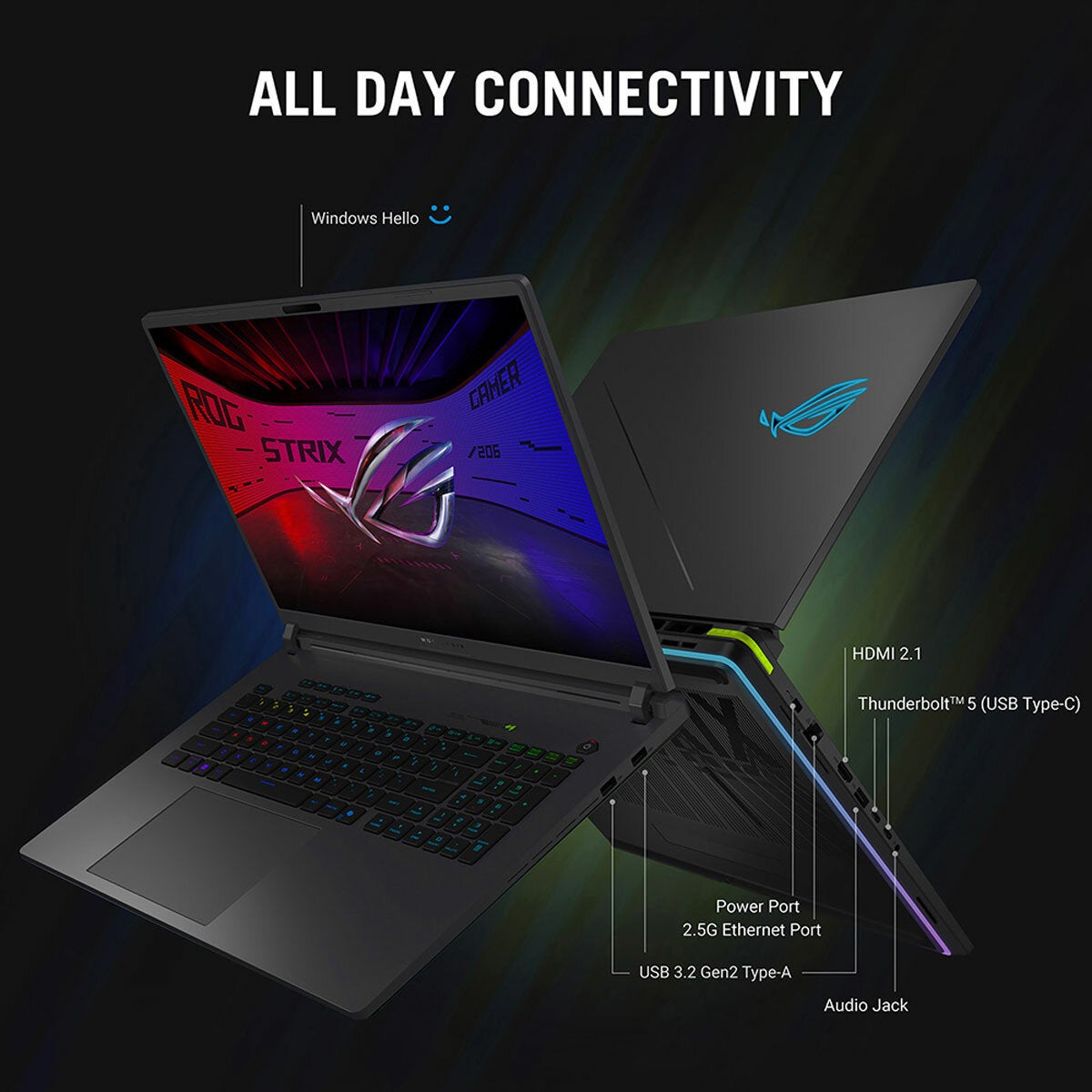ASUS ROG Strix, Intel Ultra 9, 32GB RAM, 1TB SSD, NVIDIA GeForce RTX 5070 Ti, 18 Inch Gaming Laptop, G815LR-TT281W