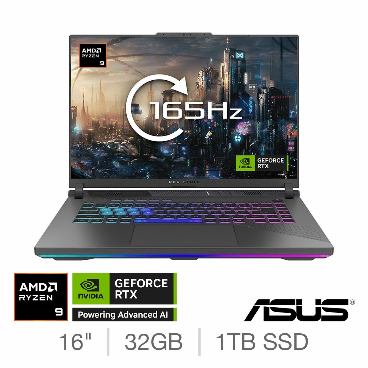 ASUS ROG Strix G16, AMD Ryzen 9, 32GB RAM, 1TB SSD, NVIDIA RTX 5080 16Inch Gaming Laptop, G614PW-RV005W