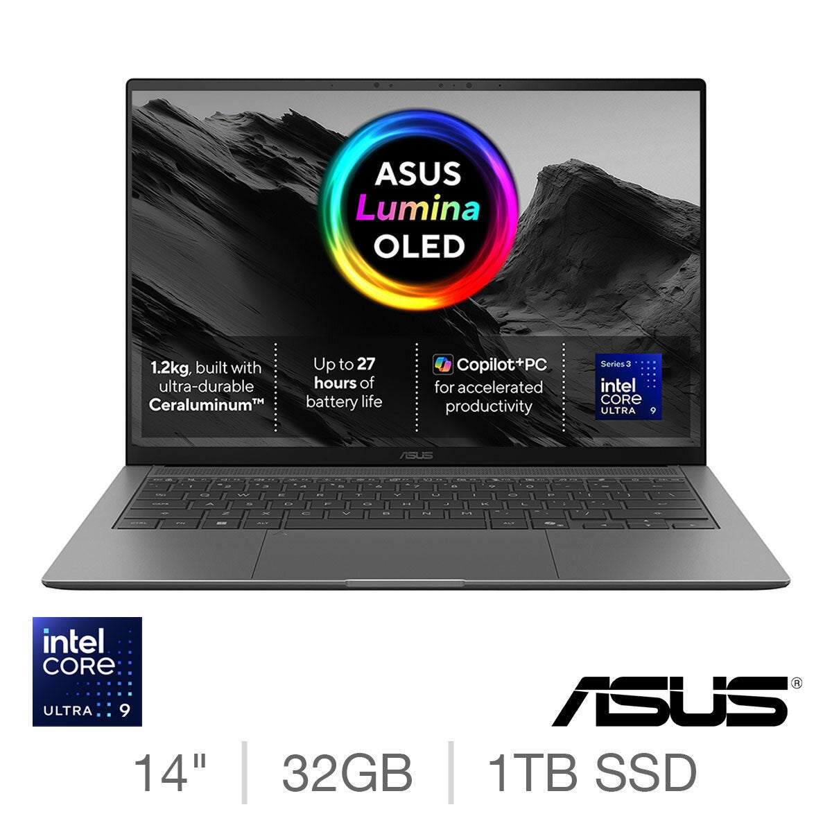 ASUS Zenbook S, Copilot+ PC, Intel Core Ultra 9, 32GB RAM, 1TB SSD, 14 Inch OLED Laptop, UX5406AA-SU033W