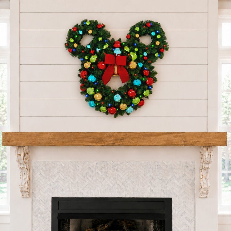 30 Inch Pre-Lit Mickey Figural Christmas Wreath
