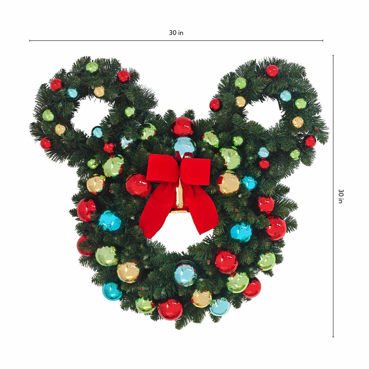 30 Inch Pre-Lit Mickey Figural Christmas Wreath