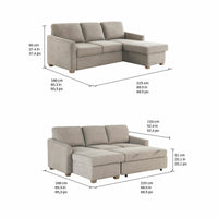 Coddle Cameron Fabric Sofa Bed with Reversible Chaise, Taupe