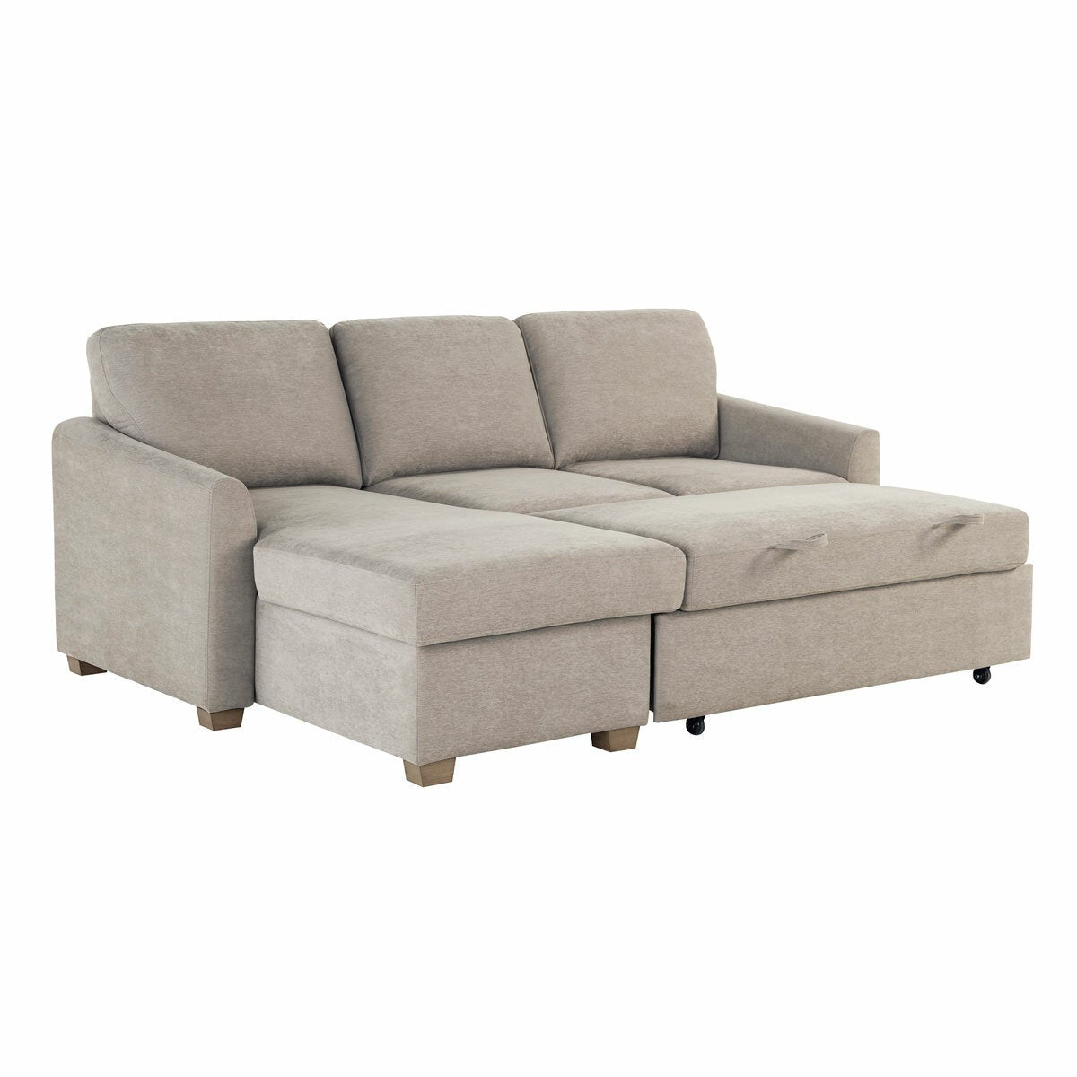 Coddle Cameron Fabric Sofa Bed with Reversible Chaise, Taupe