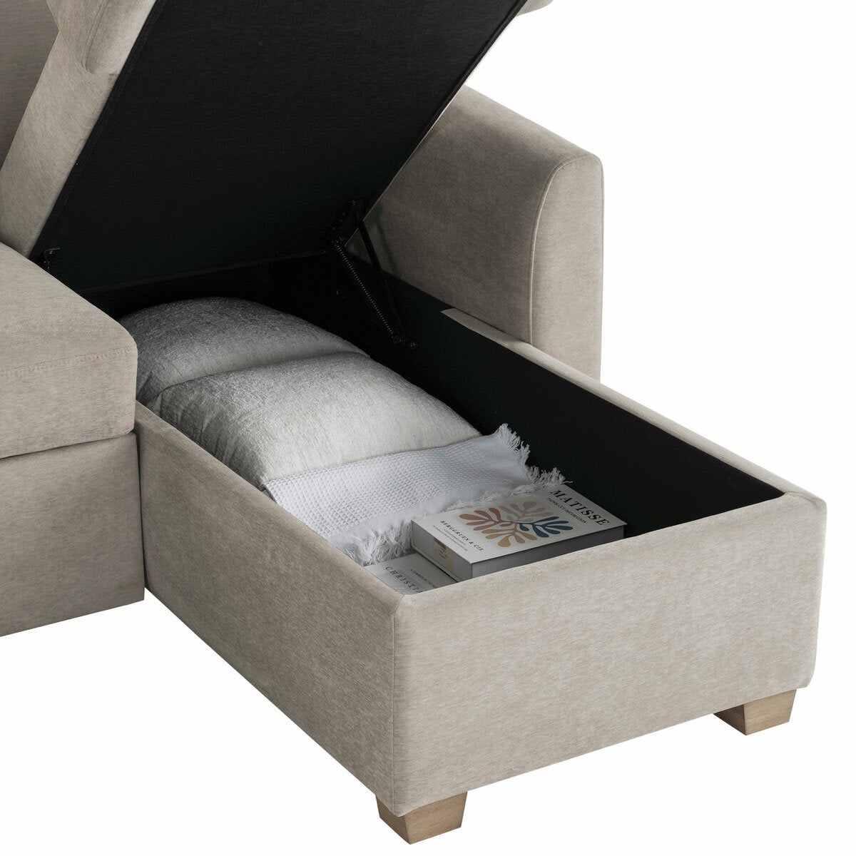 Coddle Cameron Fabric Sofa Bed with Reversible Chaise, Taupe