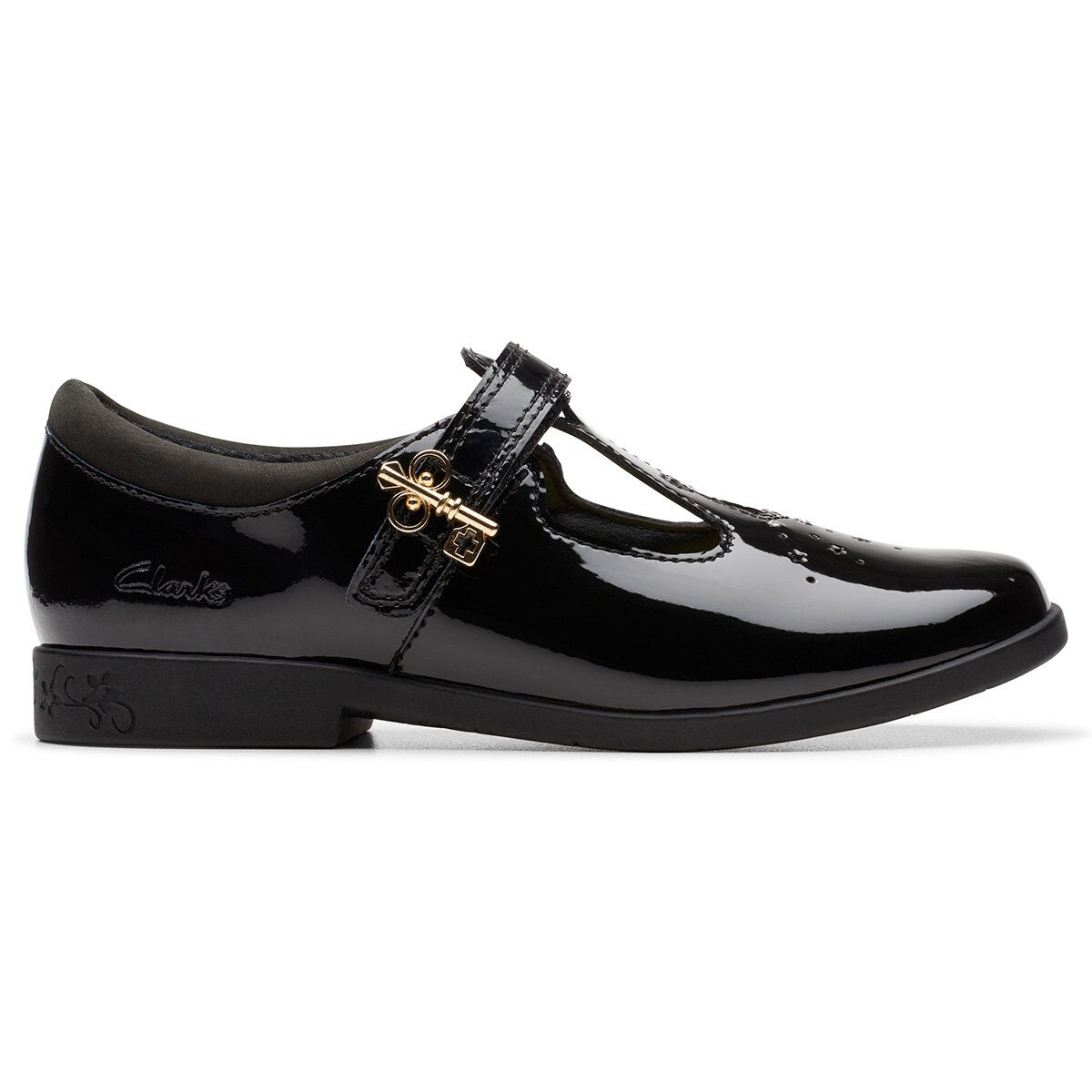 Clarks Kids Lock Shine Black Patent Shoes | Costco UK