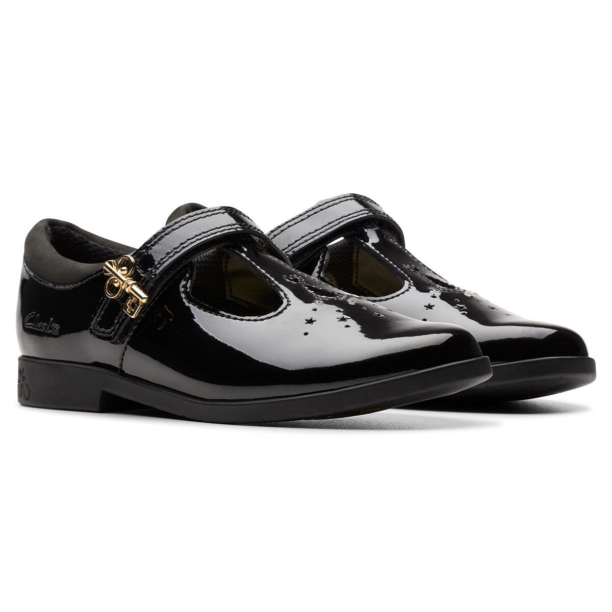 Clarks Kids Lock Shine Black Patent Shoes | Costco UK