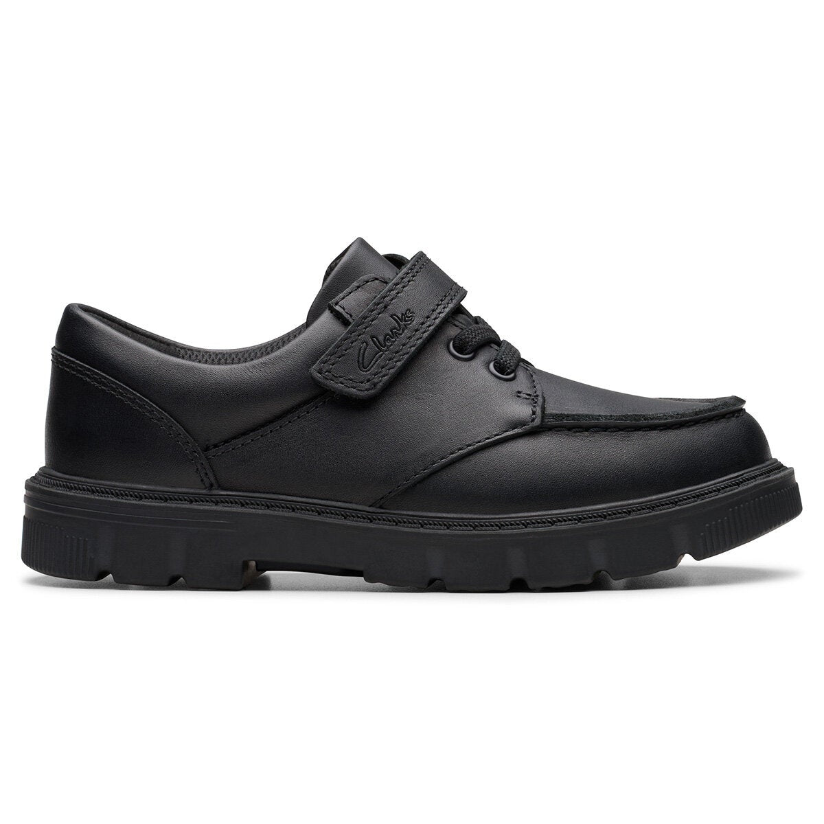 Clarks Kids Lorcam Edge Black Leather Shoes | Costco UK