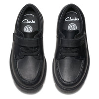 Clarks Kids Lorcam Edge Black Leather Shoes | Costco UK