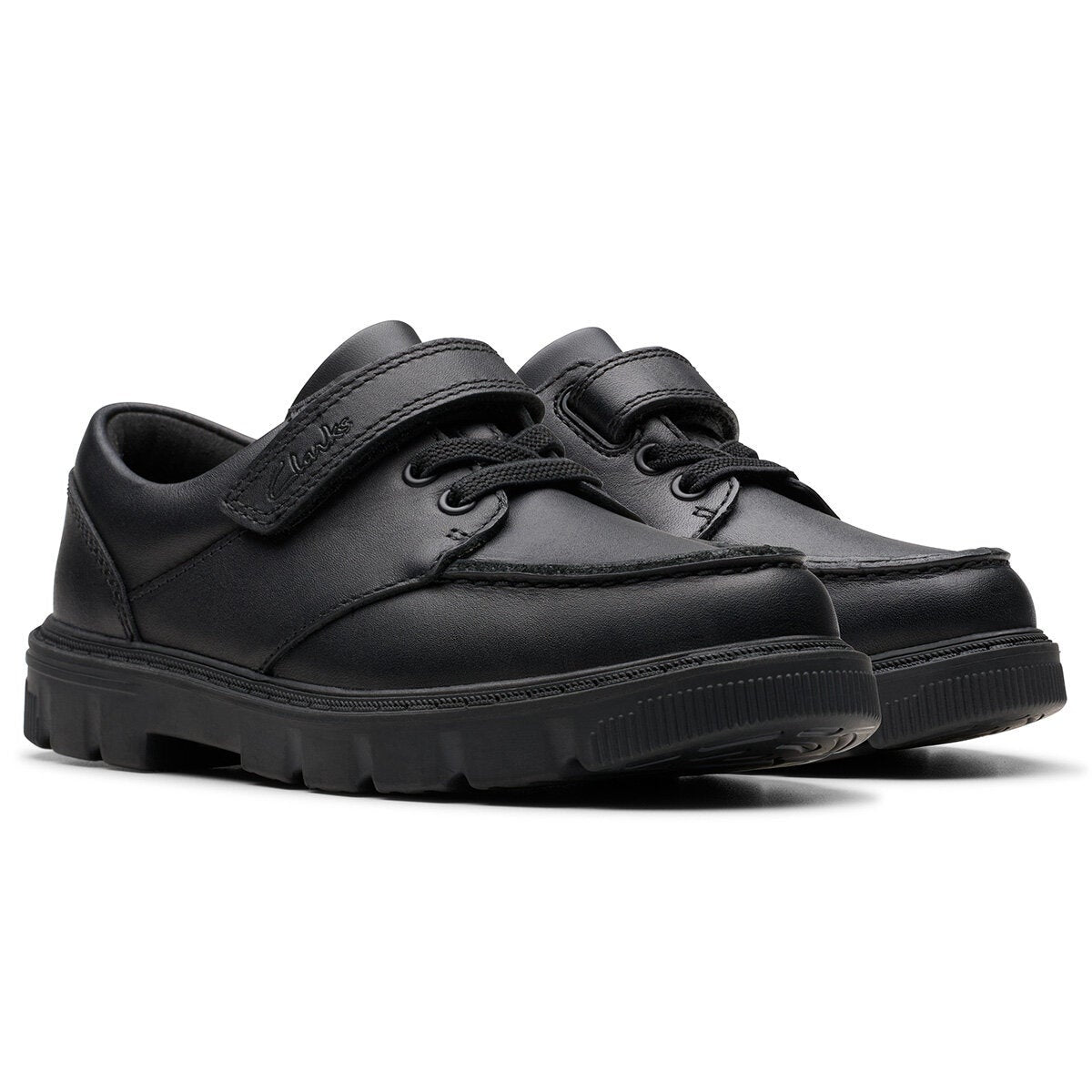 Clarks Kids Lorcam Edge Black Leather Shoes | Costco UK