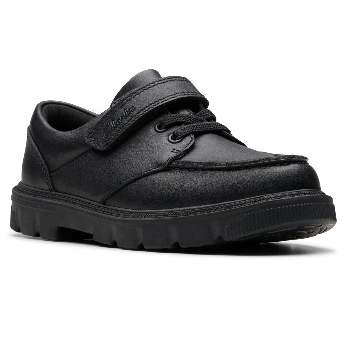 Clarks Kids Lorcam Edge Black Leather Shoes | Costco UK