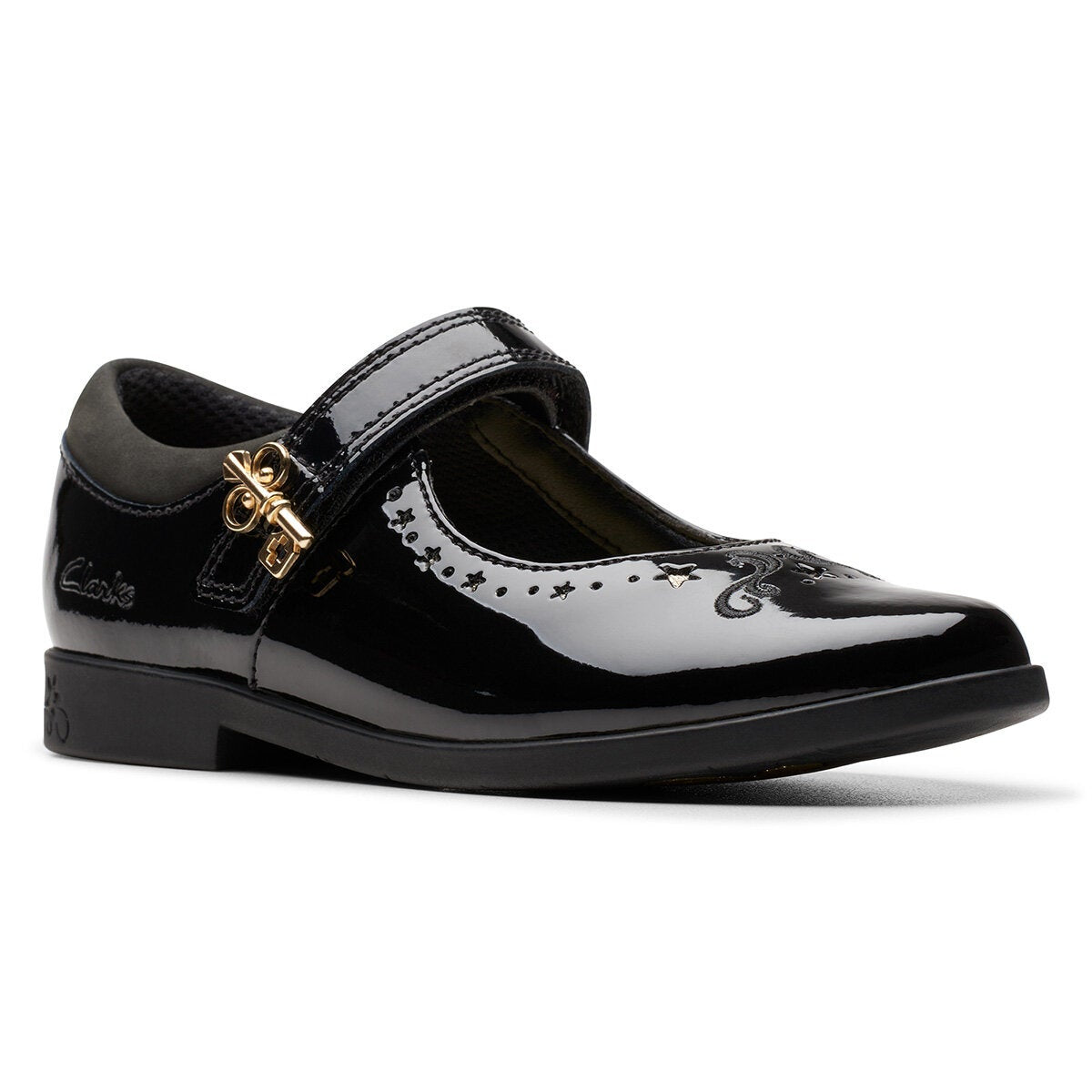 Clarks Kids Lock Magic Black Patent Shoes | Costco UK