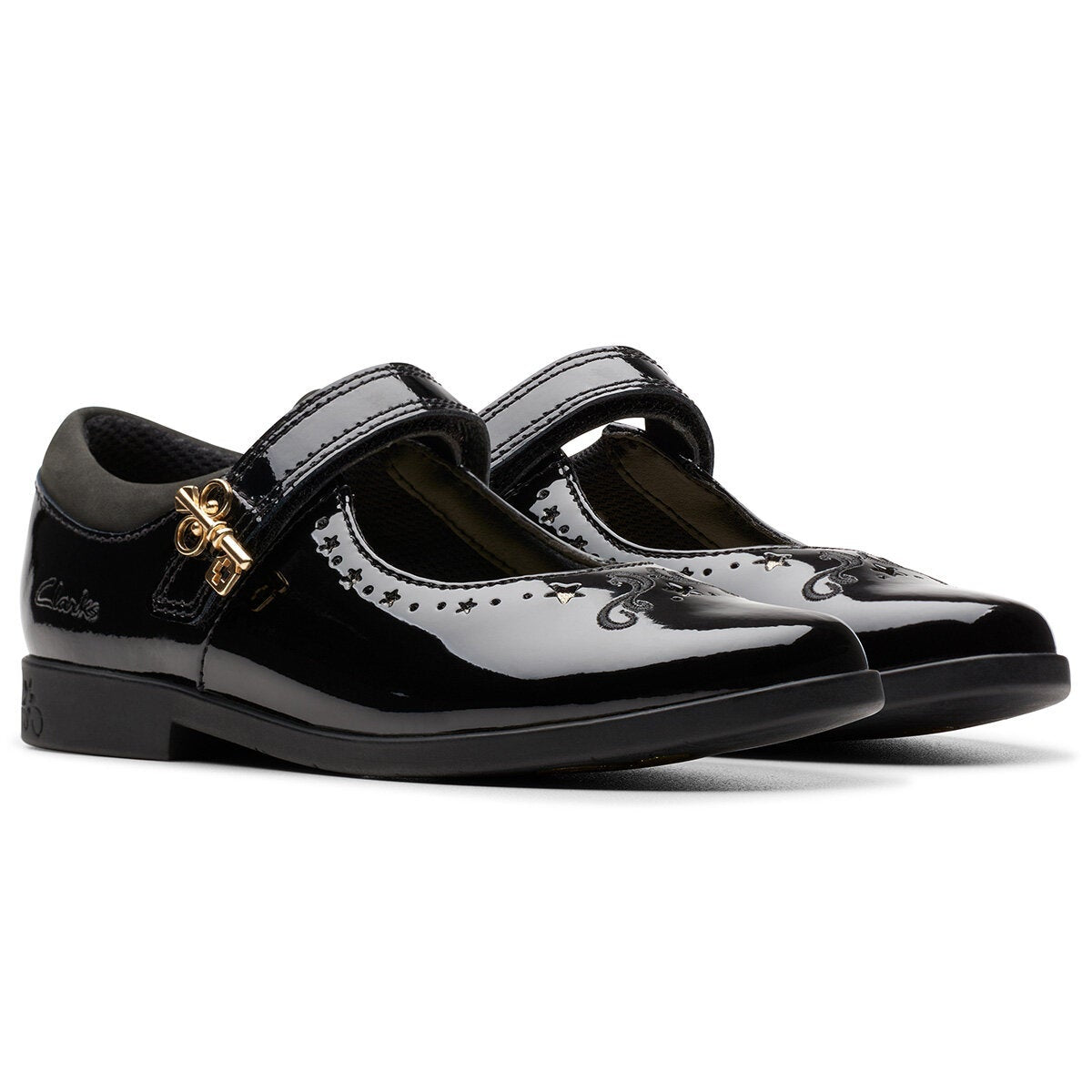 Clarks Kids Lock Magic Black Patent Shoes | Costco UK
