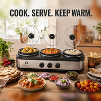 SensioHome Gourmet Triple Slow Cooker & Warming Station 7.1L