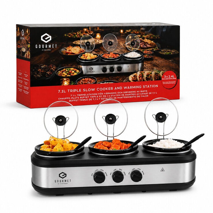 SensioHome Gourmet Triple Slow Cooker & Warming Station 7.1L