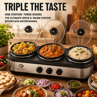 SensioHome Gourmet Triple Slow Cooker & Warming Station 7.1L