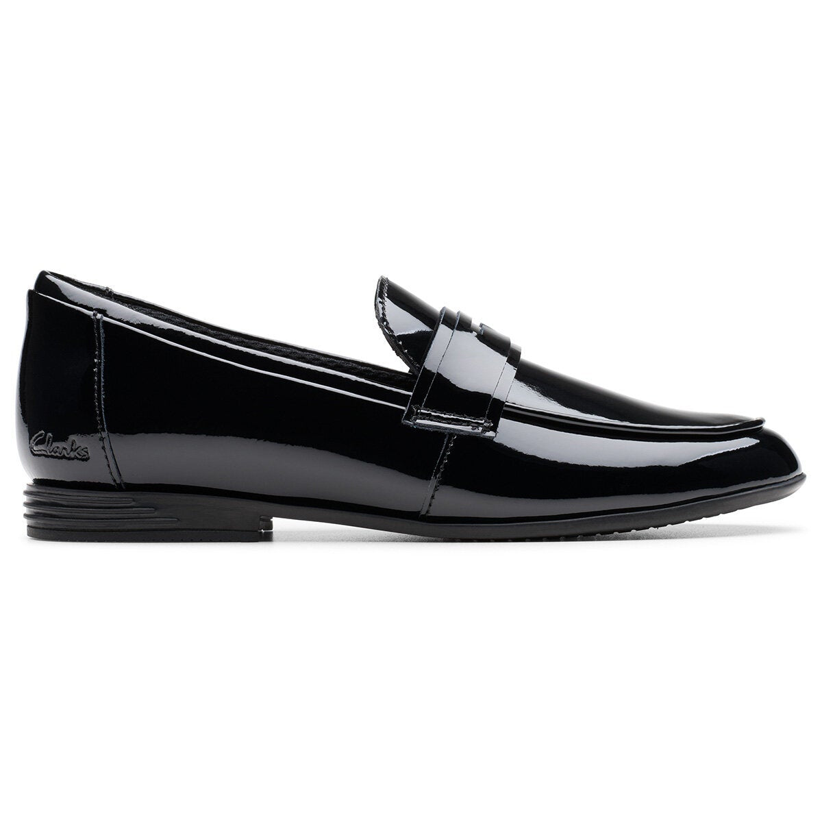 Clarks Kids Finja Bright Black Patent Junior/Youth Shoes ...