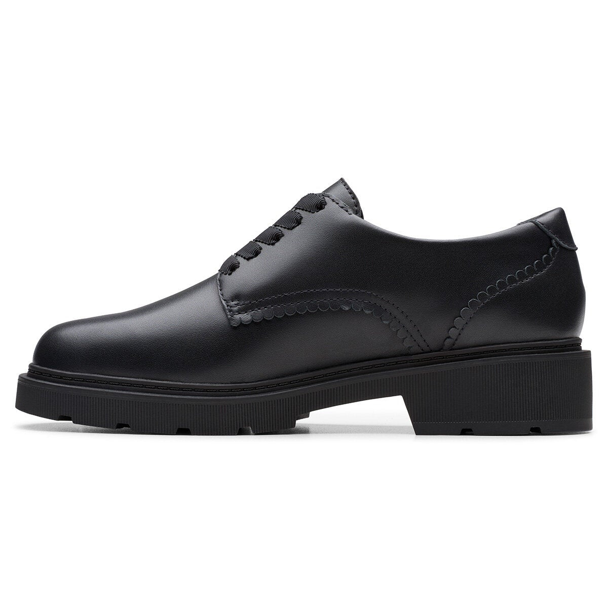 Clarks Kids Eris Pure Black Leather Shoes | Costco UK