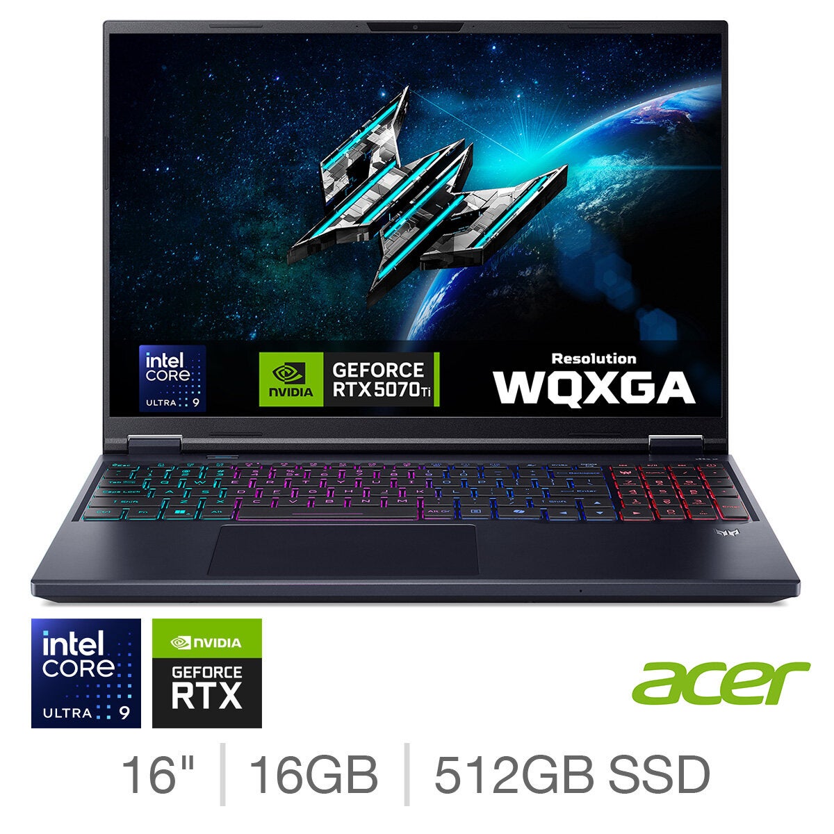 Acer Helios, Intel Core Ultra 9, 16GB RAM,512GB SSD, NVIDIA GeForce RTX 5070 Ti, 16 Inch Gaming Laptop, NH.U44EK.004