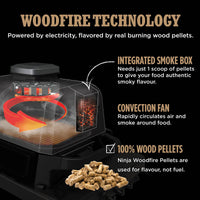 Ninja OG703UK Woodfire Electric BBQ Grill & Smoker in Grey
