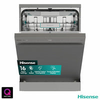 Hisense HS673A90XUK, 16 Place Setting, Freestanding Dishwasher, A Rated in Silver