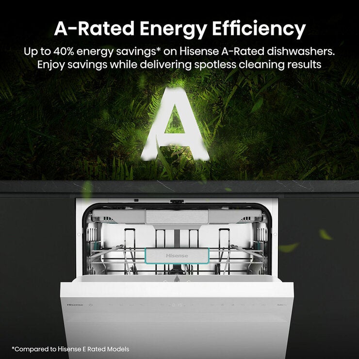 Hisense HS673A90WUK, 16 Place Setting, Freestanding Dishwasher, A Rated in White