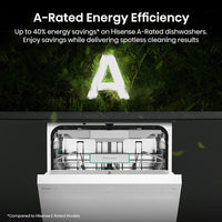 Hisense HS673A90WUK, 16 Place Setting, Freestanding Dishwasher, A Rated in White