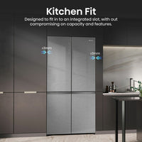 Hisense KitchenFit RQ768N4GVE, Non Plumbed Multidoor Fridge Freezer, E Rated In Silver Glass