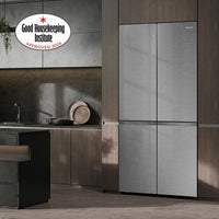 Hisense KitchenFit RQ768N4GVE, Non Plumbed Multidoor Fridge Freezer, E Rated In Silver Glass