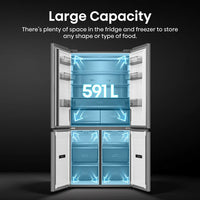 Hisense KitchenFit RQ768N4GVE, Non Plumbed Multidoor Fridge Freezer, E Rated In Silver Glass