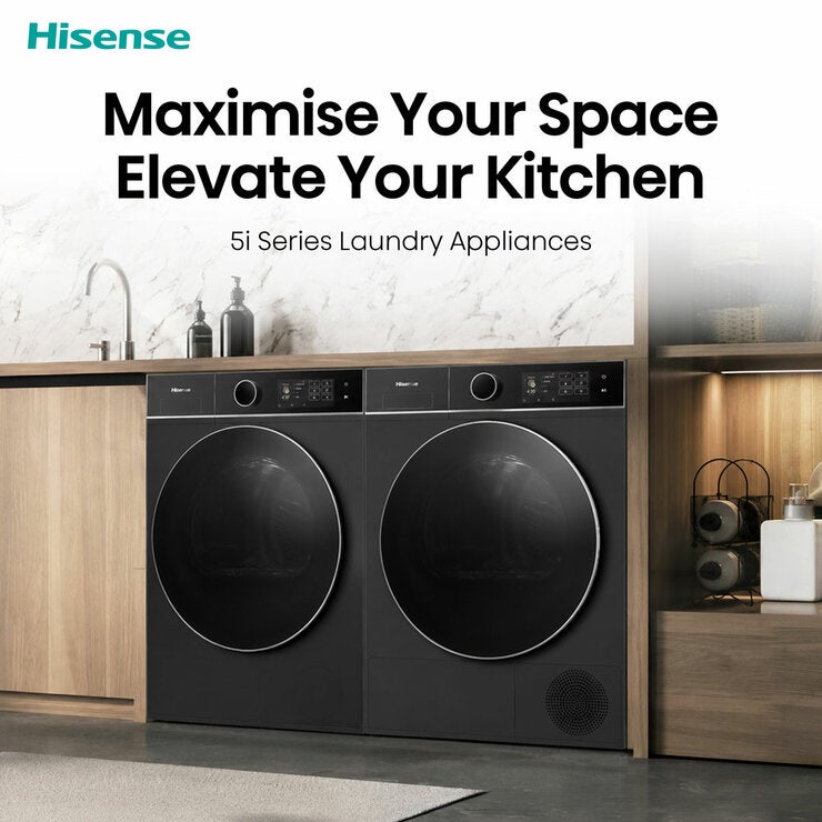 Hisense KitchenFit 5i Series DH5I904BBBC, 9kg Heat Pump Dryer, A+++ Rated in Black