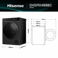 Hisense KitchenFit 5i Series DH5I904BBBC, 9kg Heat Pump Dryer, A+++ Rated in Black