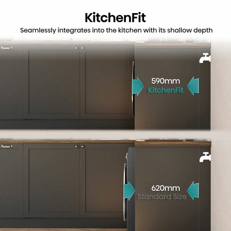 Hisense KitchenFit 5i Series DH5I904BBBC, 9kg Heat Pump Dryer, A+++ Rated in Black