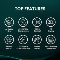 Hisense 7i Series DH7I108BBAB1 10kg Heat Pump Dryer, A+++ Rated in Black