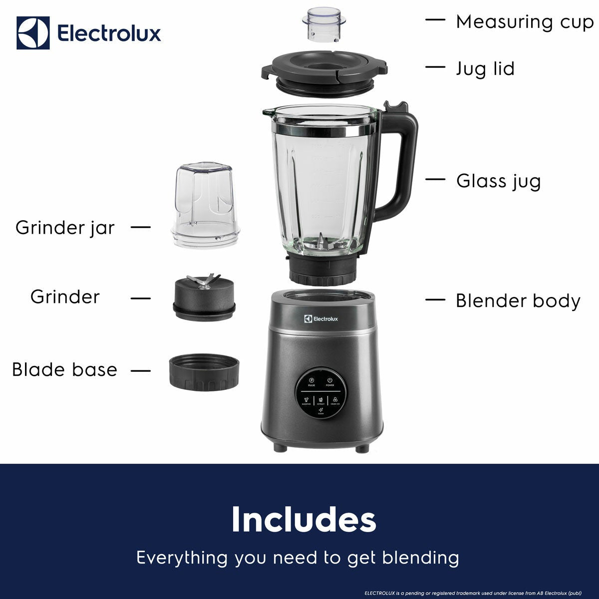 Electrolux SDA2877ELGRY 1400W Digital Blender With Grinder in Grey