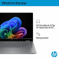 HP Omnibook X Flip, Copilot+ PC, Intel Core Ultra 5, 16GB RAM, 512GB SSD, 14 Inch Convertible 2 in 1 Laptop, 14-fm0005na