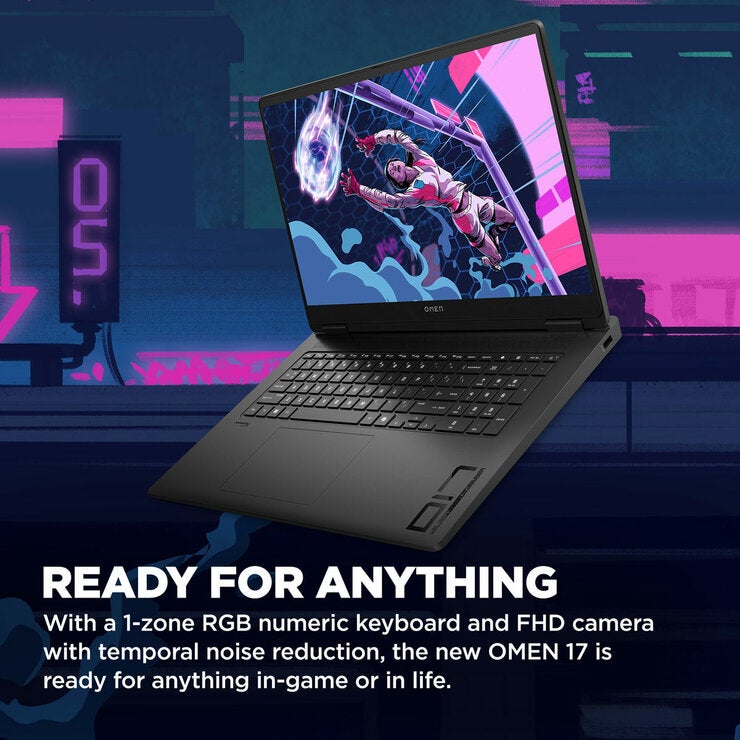 HP OMEN, AMD Ryzen AI 7, 16GB RAM, 1TB SSD, NVIDIA GeForce RTX 5060, 17.3 inch Gaming Laptop, 17-db1000na